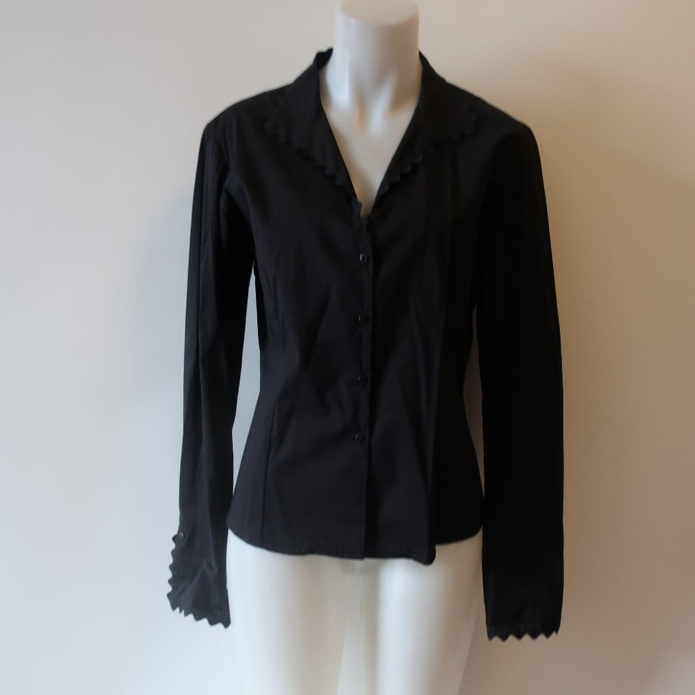SAO BLACK BUTTON-UP BLOUSE TOP 2 *